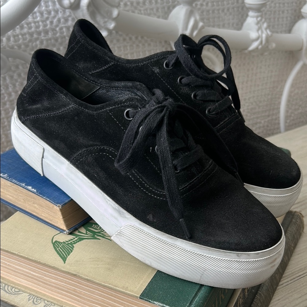 Black Suede Sneakers with White Soles